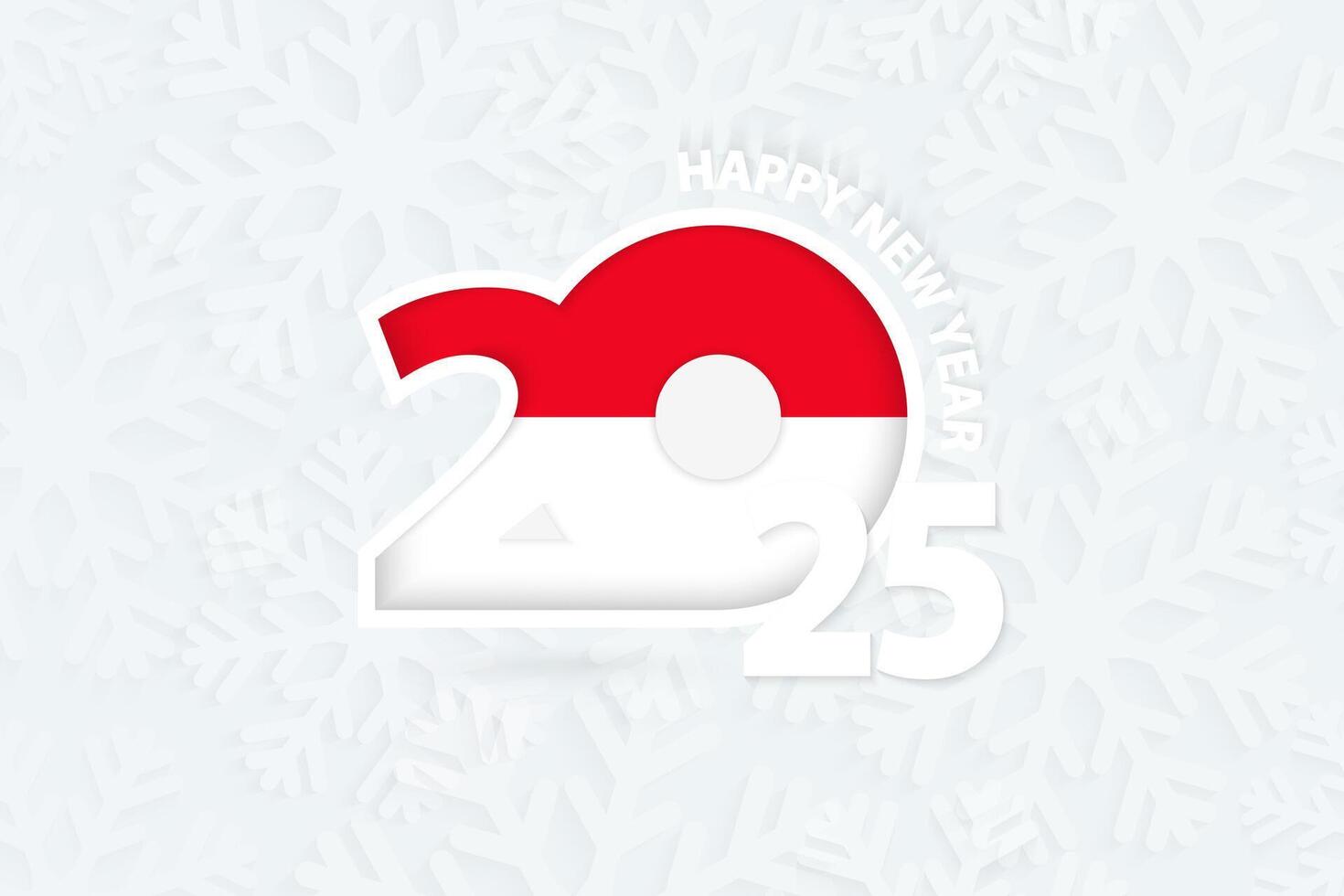 New Year 2025 for Monaco on snowflake background. vector