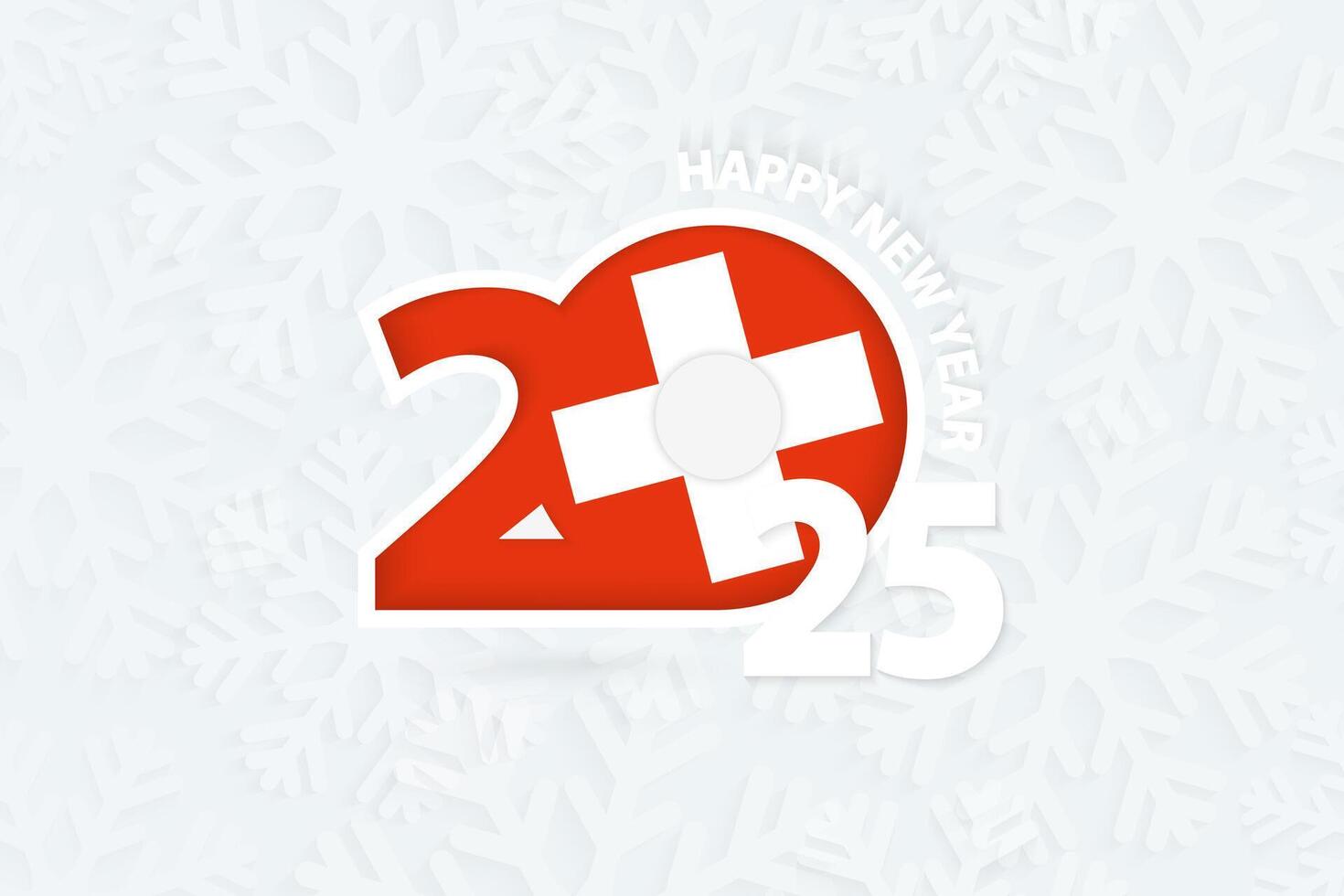 New Year 2025 for Switzerland on snowflake background. vector