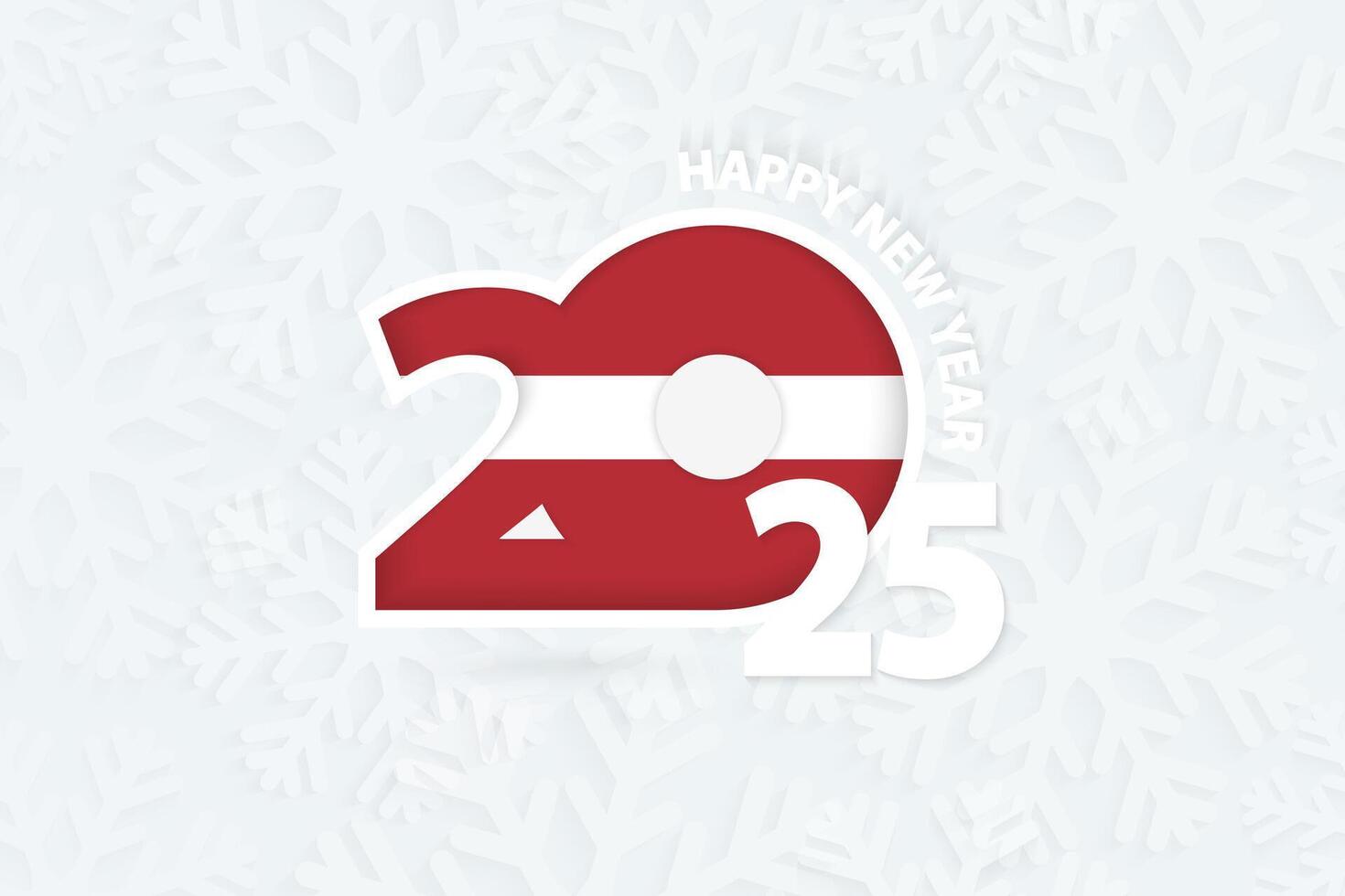 New Year 2025 for Latvia on snowflake background. vector