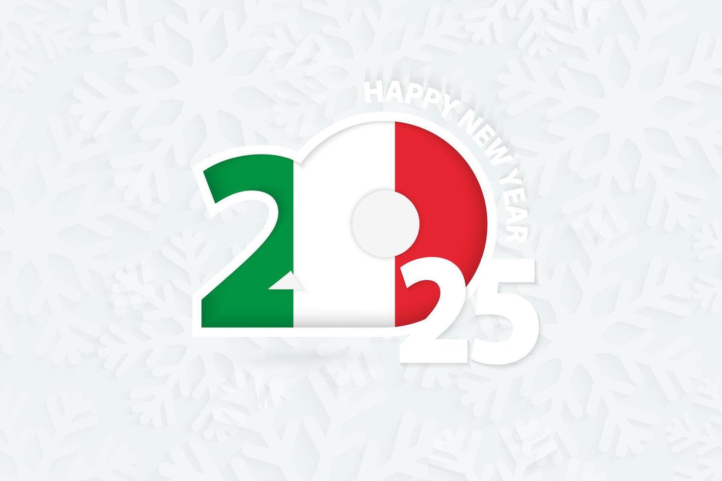 New Year 2025 for Italy on snowflake background. vector