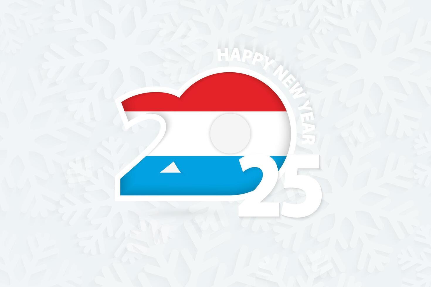 New Year 2025 for Luxembourg on snowflake background. vector
