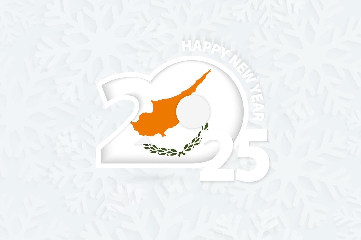 New Year 2025 for Cyprus on snowflake background. vector