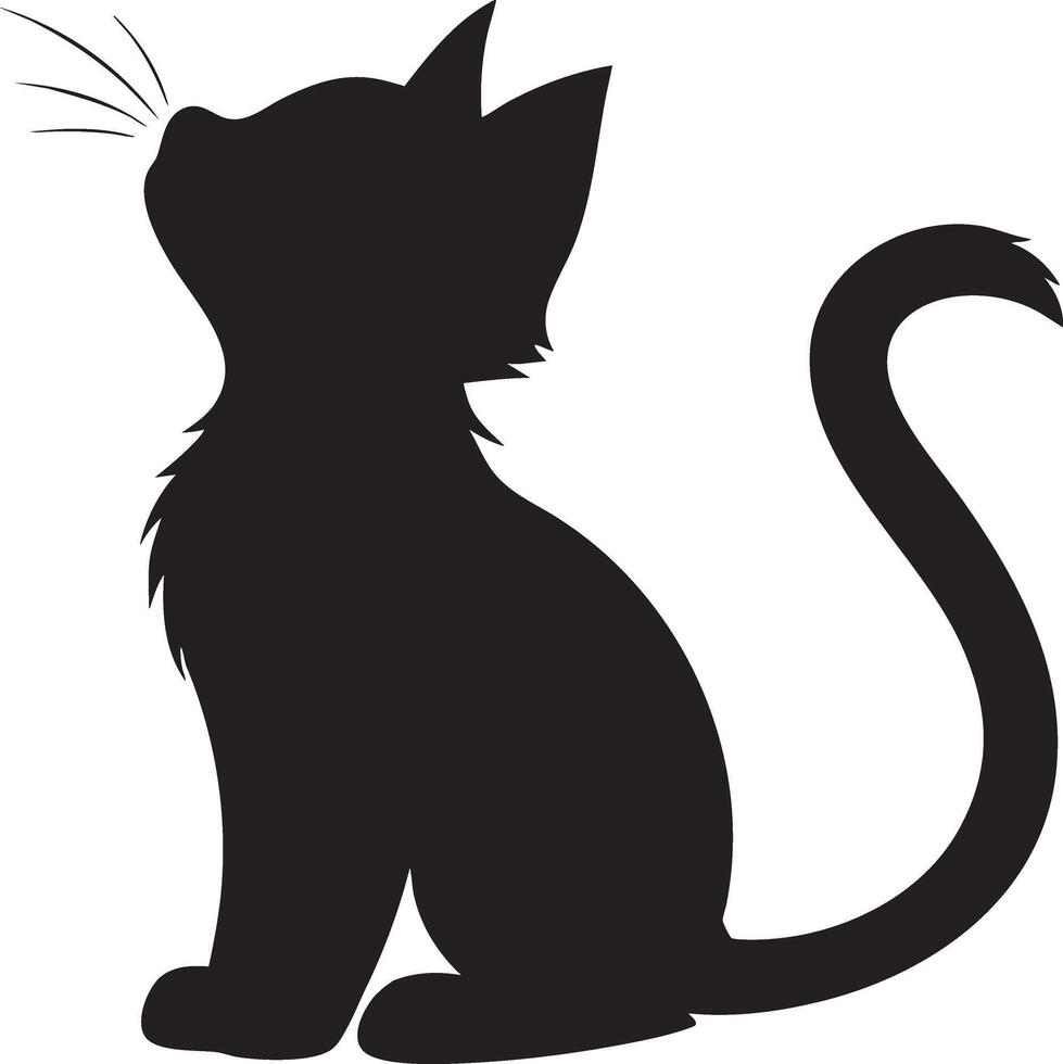 A black silhouette of a cat sitting on a white background vector