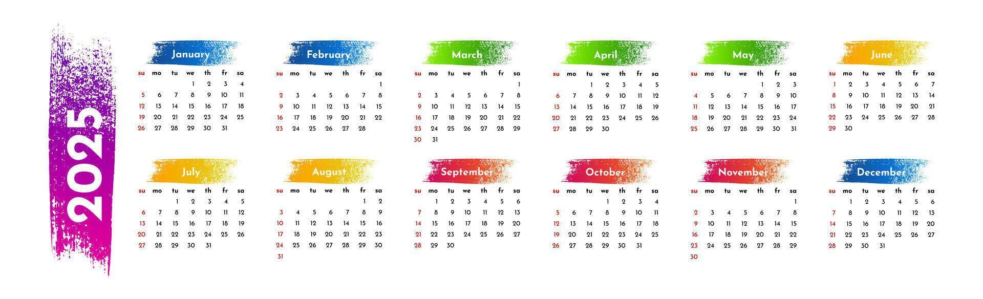 Calendar for 2025 isolated on a white background vector