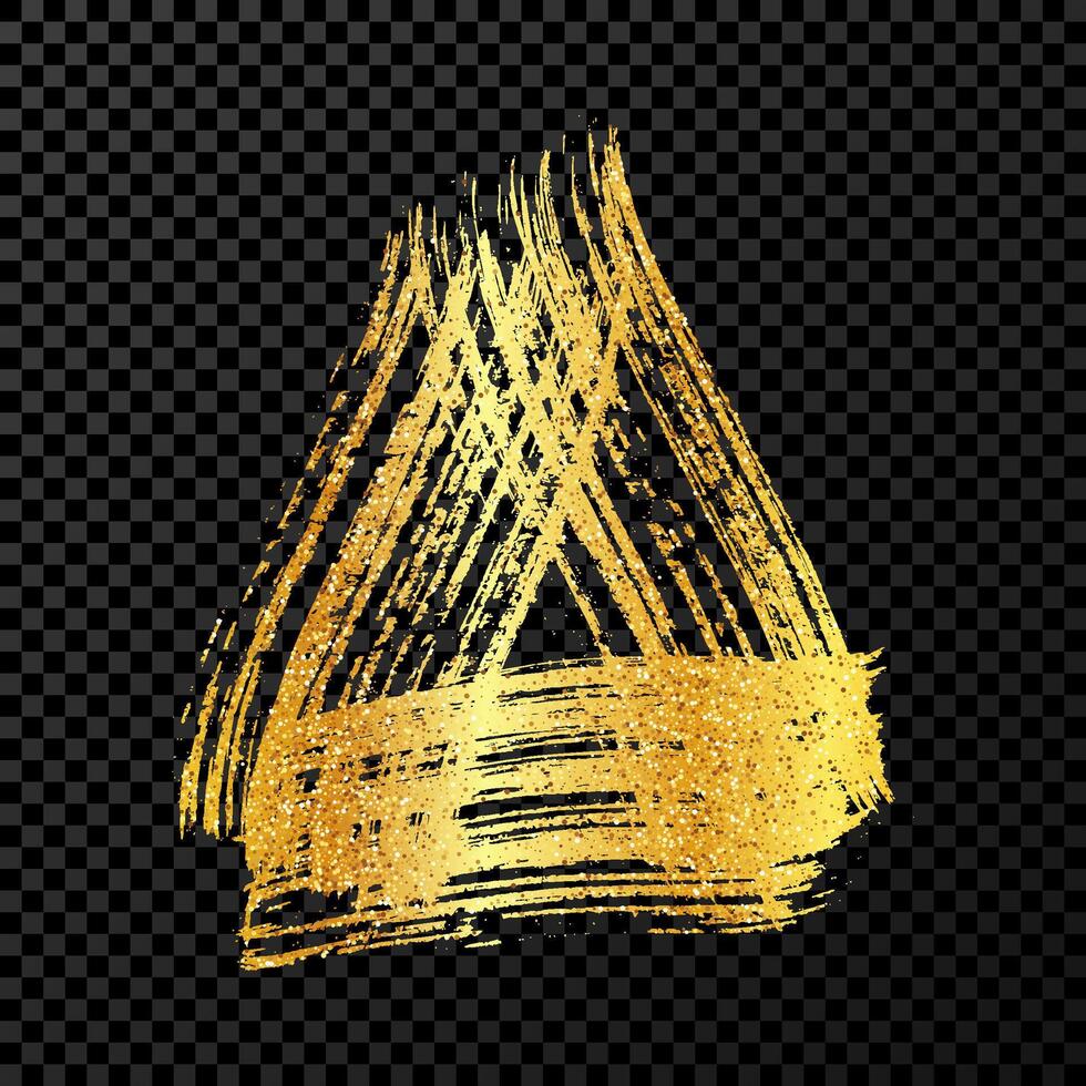 Gold grunge brush strokes in triangle form vector
