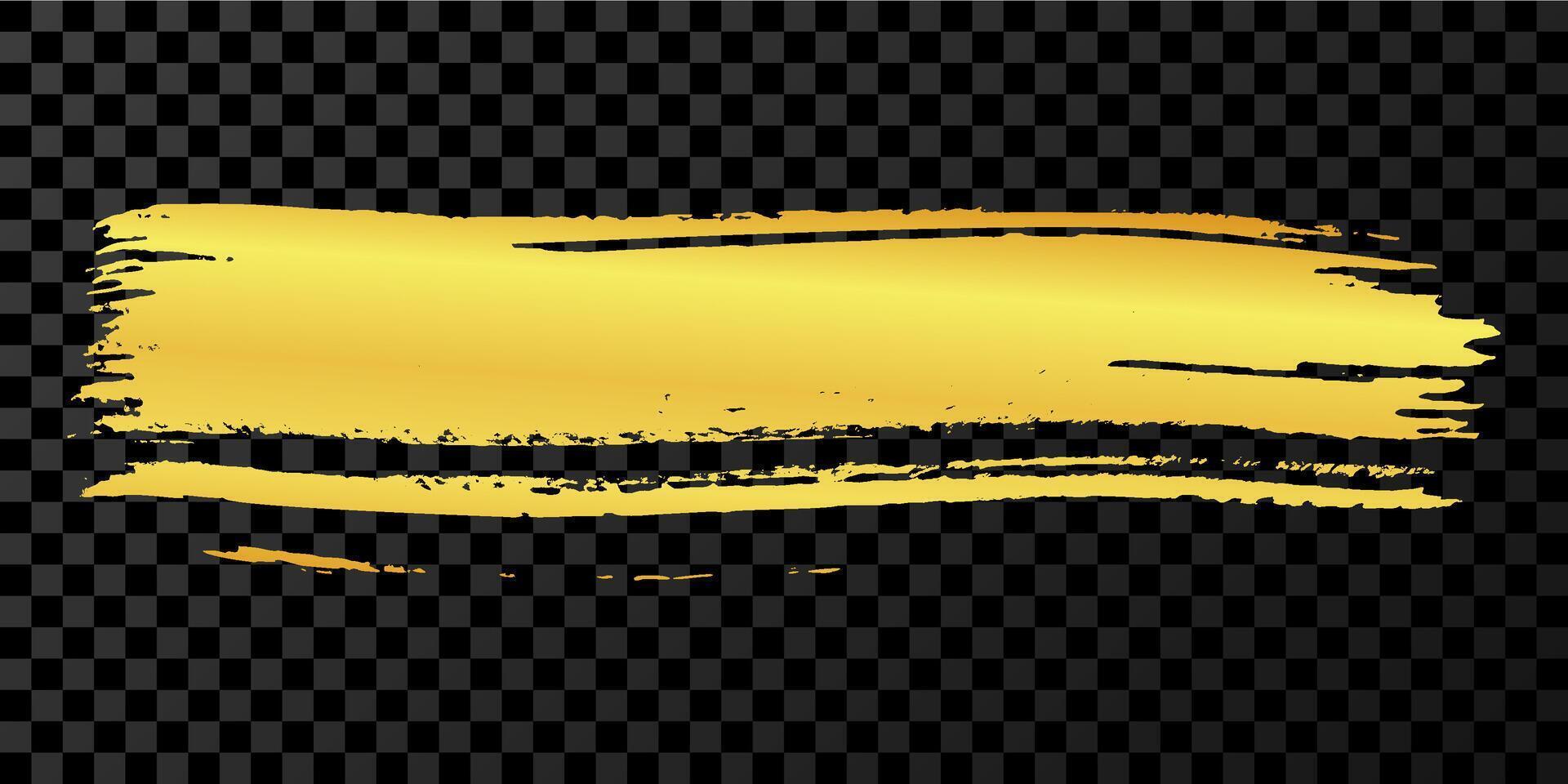 Gold brush stroke. Hand drawn ink spots isolated on dark background. illustration vector