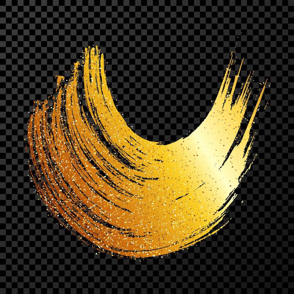 Gold grunge semicircular brush strokes vector