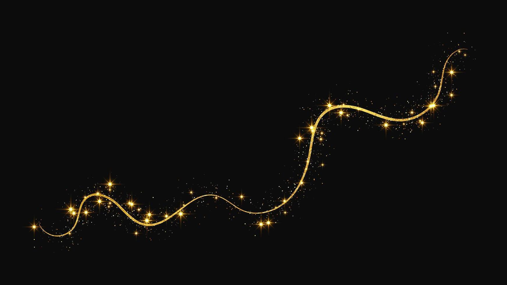 Gold glittering confetti wave and stardust vector
