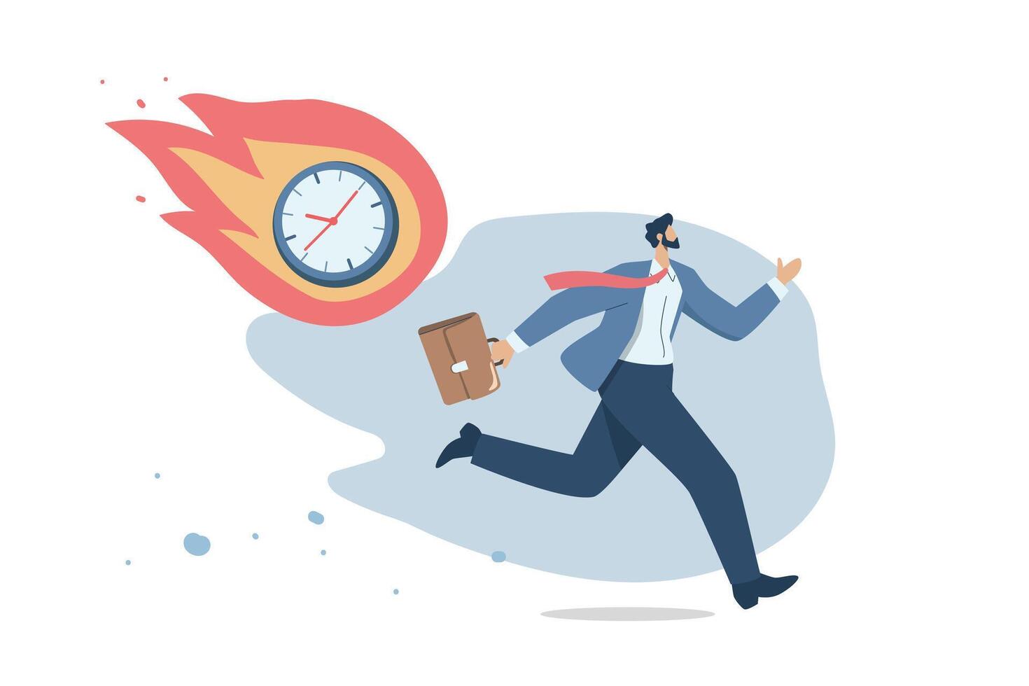 Businessman in a hurry to work on time, Busy business concept, Male employee is running in a hurry and competing with the clock, Time management and work efficiency, design illustration. vector