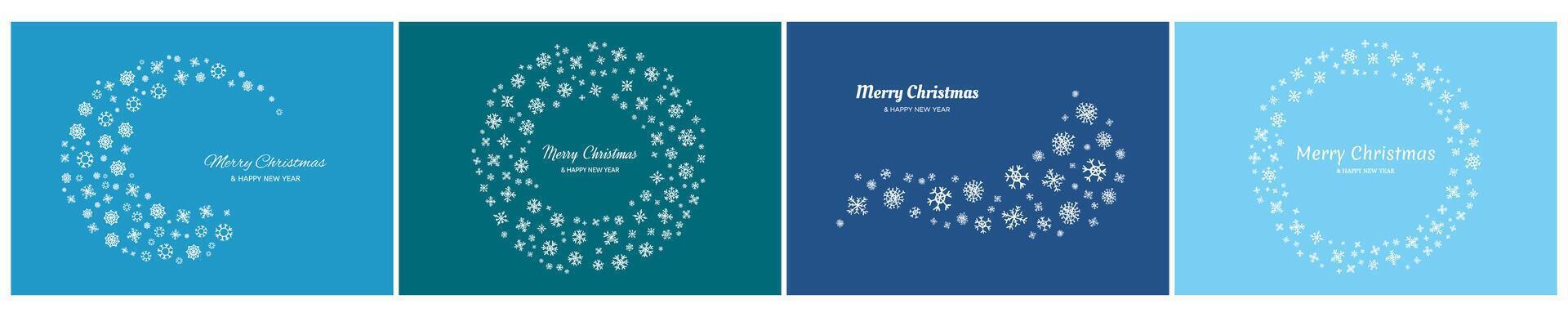 Set of Merry Christmas backgrounds with snowflakes vector