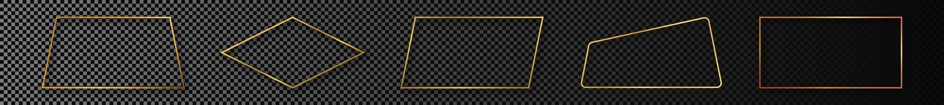 Gold glowing different geometric shape frame vector