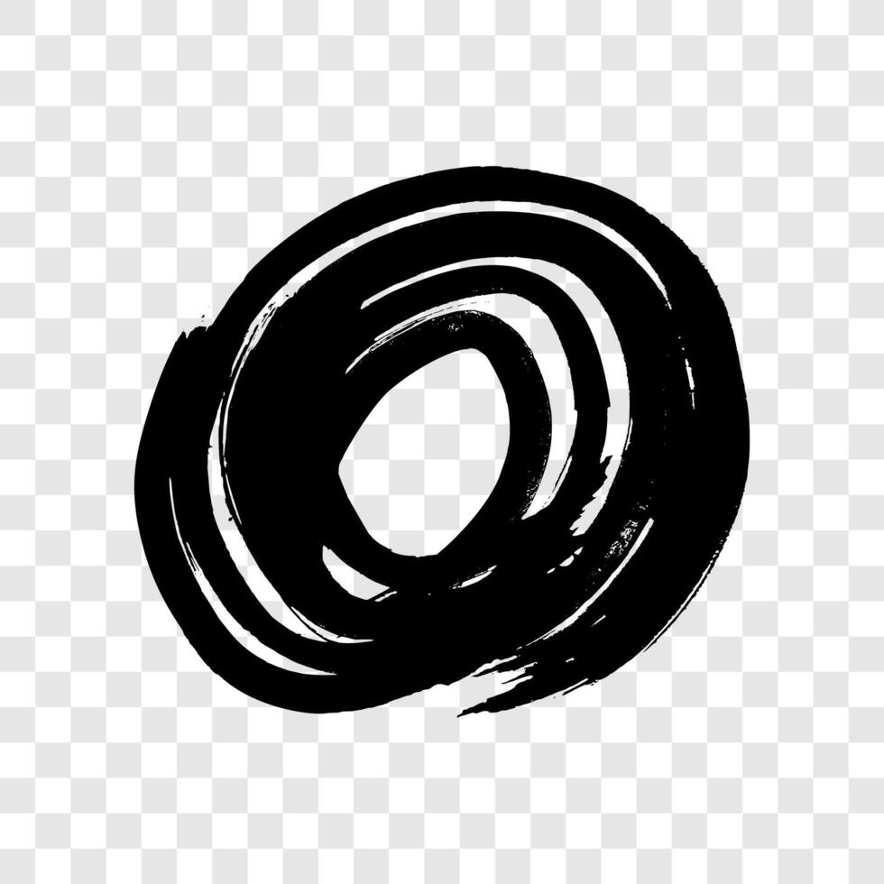 Black grunge brush strokes in circle form vector
