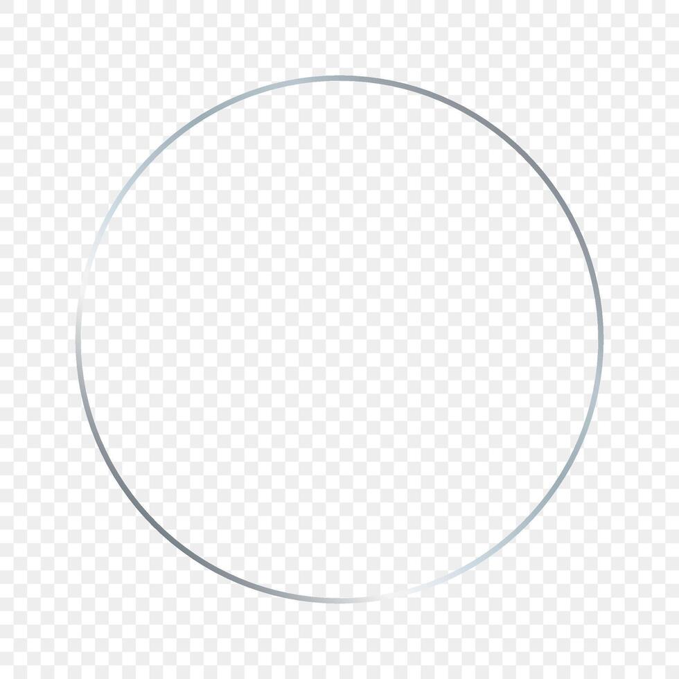 Silver glowing circle frame isolated on background. Shiny frame with glowing effects. illustration. vector