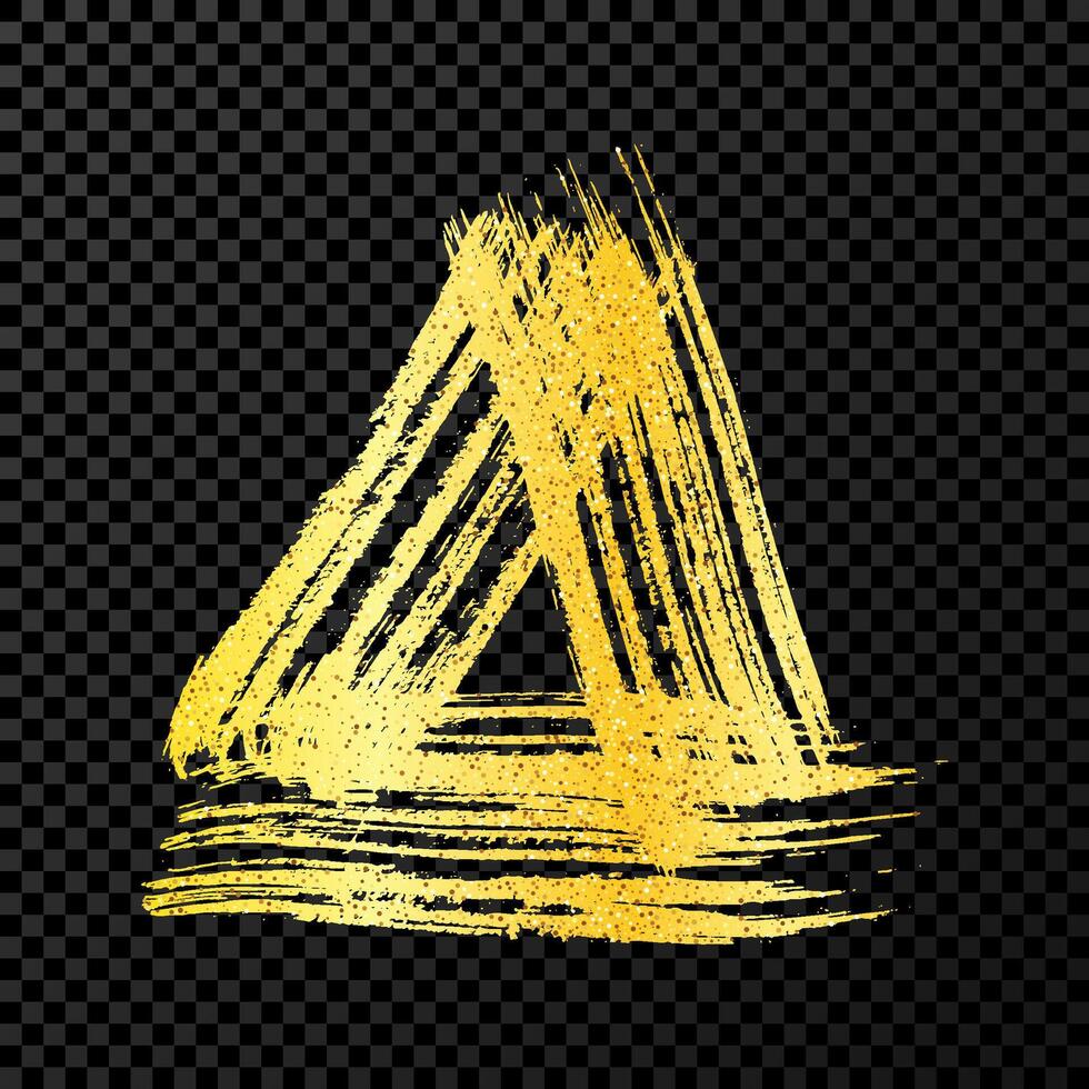 Gold grunge brush strokes in triangle form vector