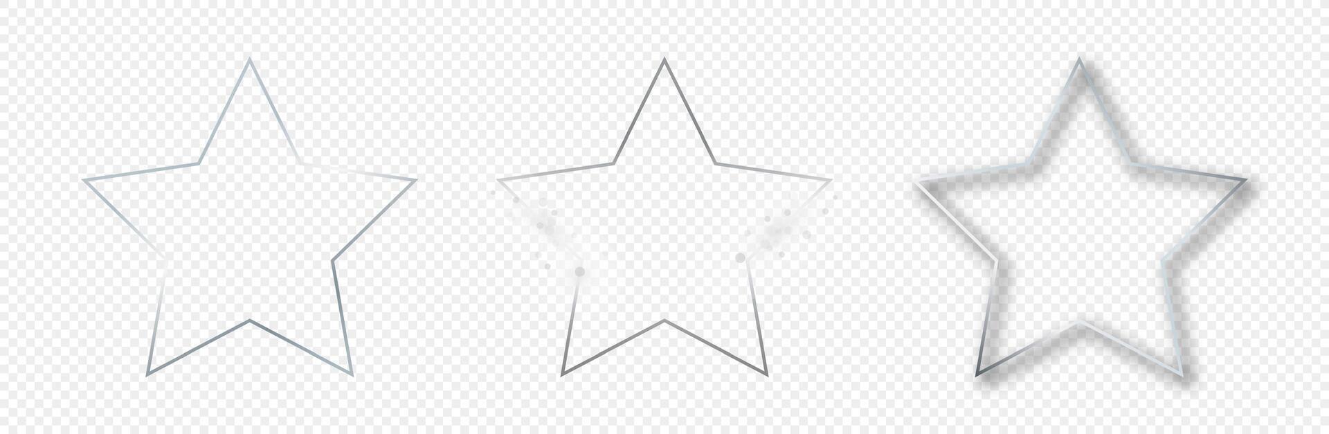 Silver glowing star shape frame vector