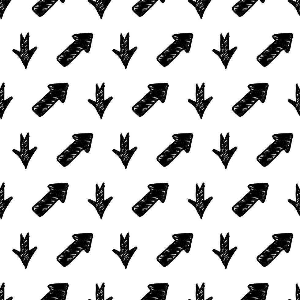 Seamless pattern with black hand drawn arrows vector