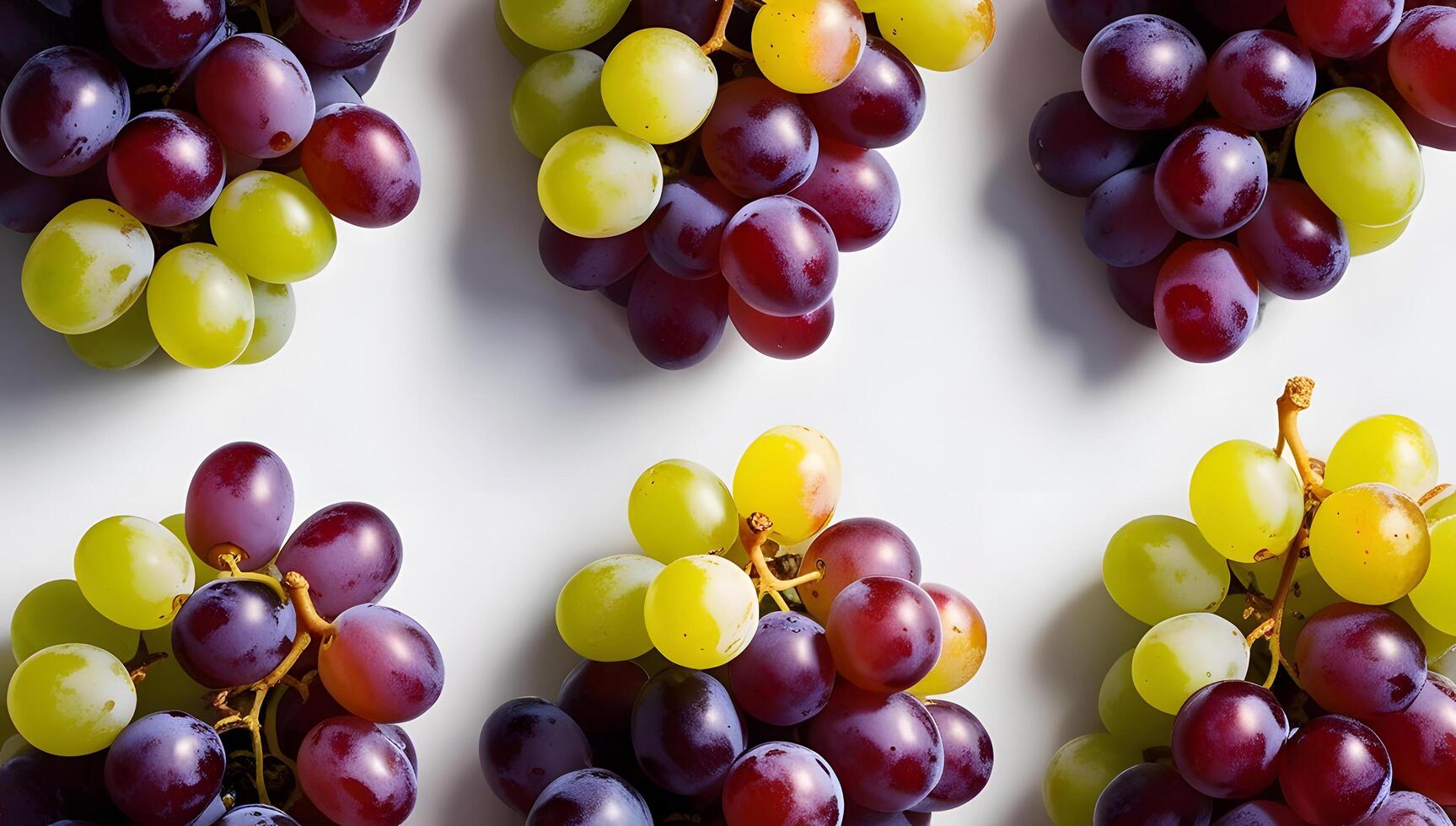 Fresh Green and Red Grapes on White Backdrop photo