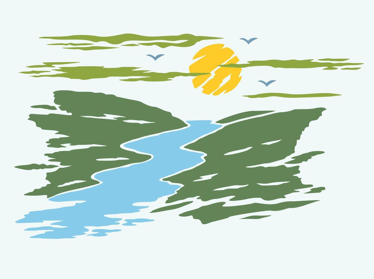 Stylized illustration of an natural landscape. Minimalist style art. vector