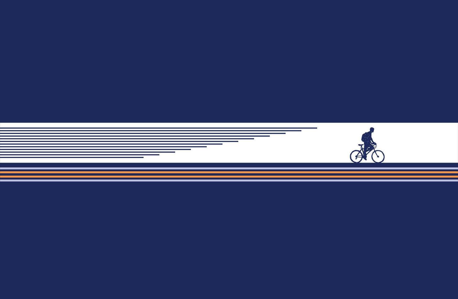 Pedaling through the stripes, the cyclist's silhouette emerges as an icon of freedom and movement. vector