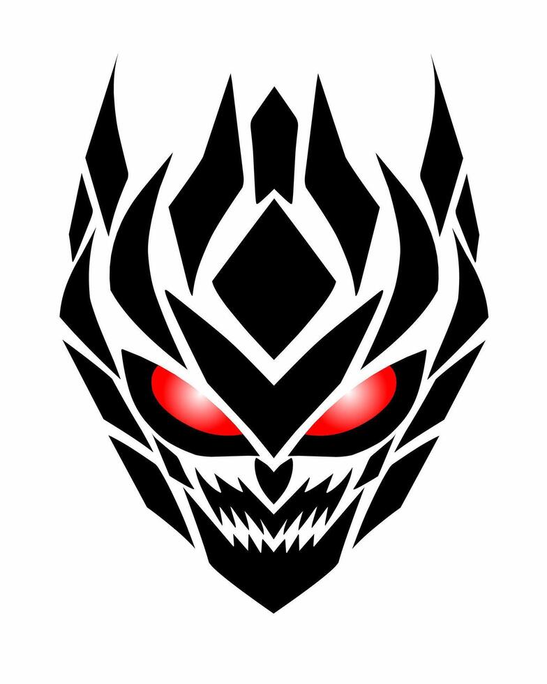 tribal art design abstract face evil with red eyes vector