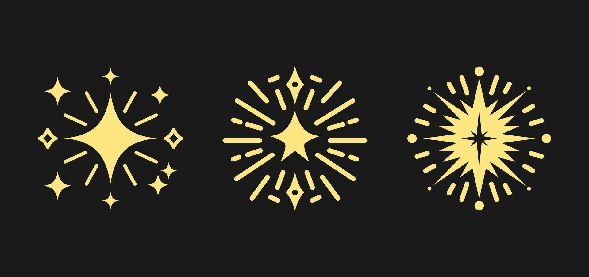 sparkle star, winkling stars. Shine icon, Clean star icon. isolated on black background. vector