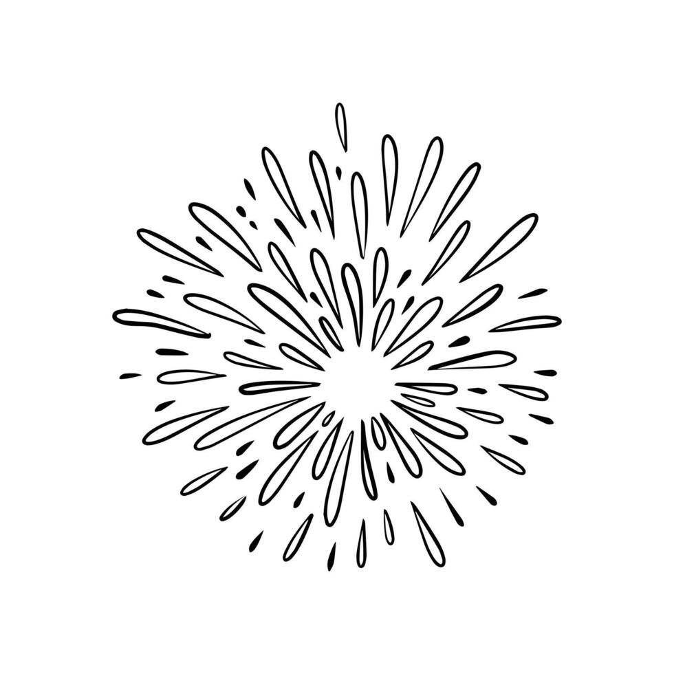 firework doodle, starburst hand drawn vector
