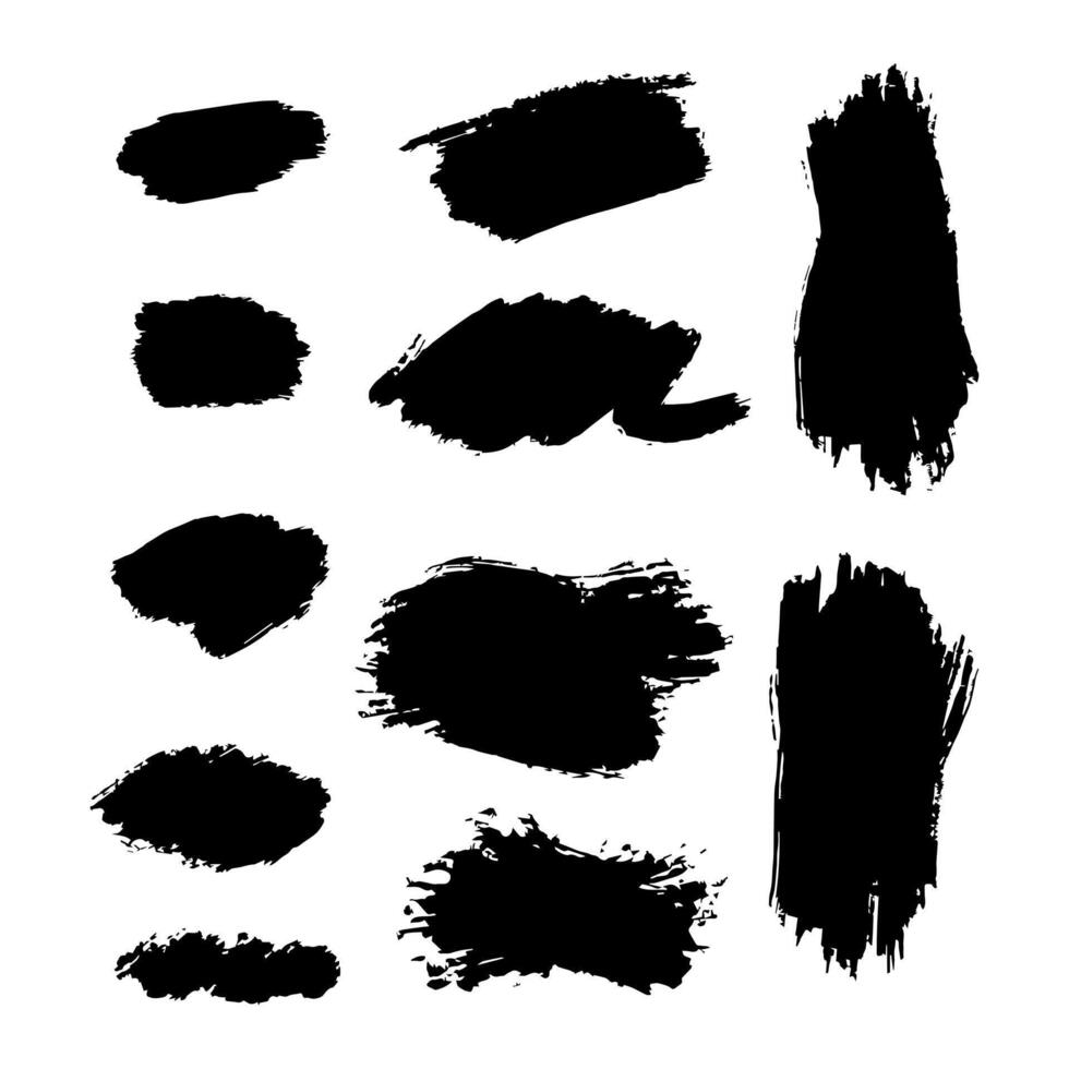 Brush strokes. Paint brush set. Grunge design element. vector