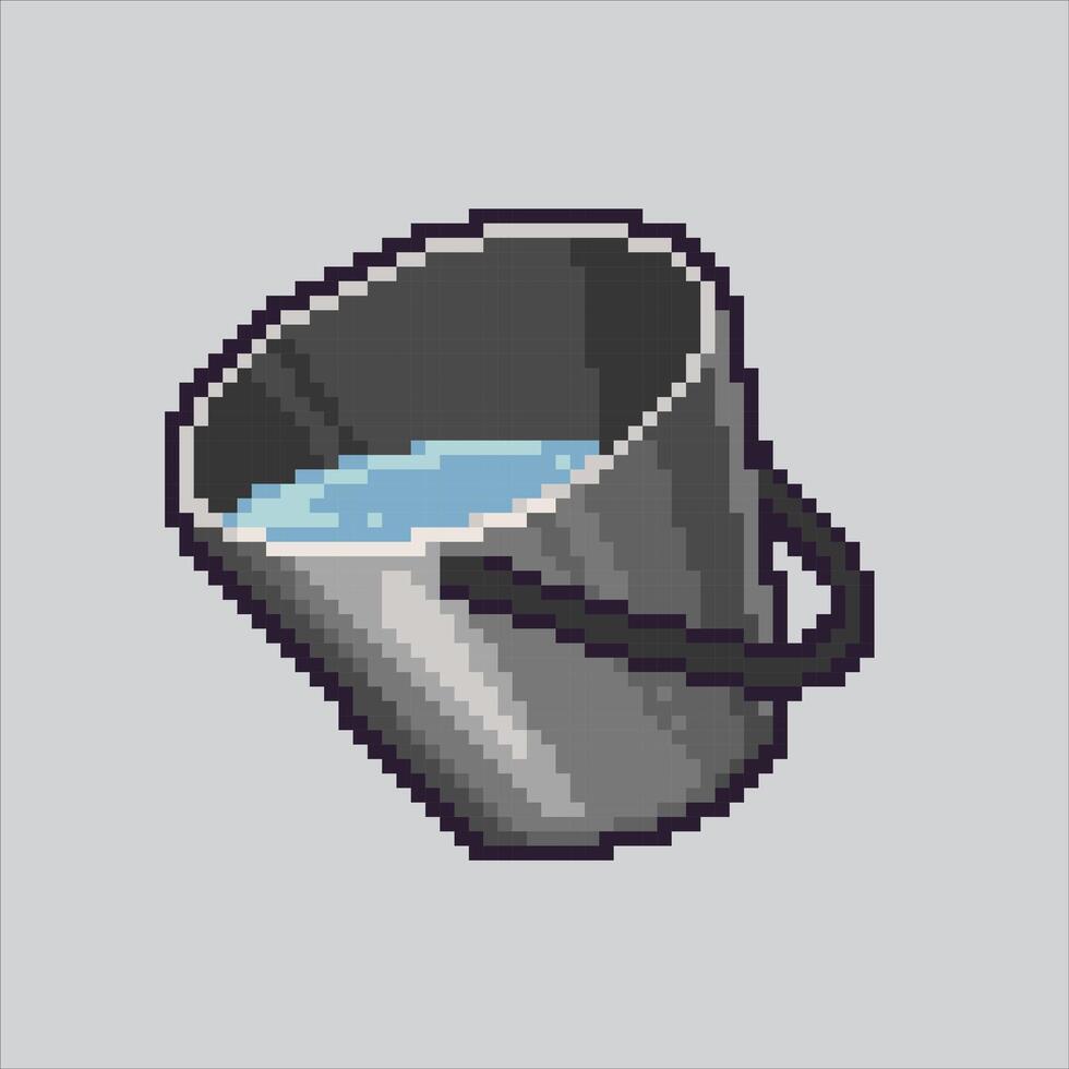 Pixel art illustration Water Bucket. Pixelated Plastic Bucket. Plastic Metal Water Bucket Laundry pixelated for the pixel art game and icon for website and game. old school retro. vector