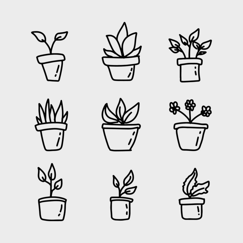 Set Of Plant hand drawn illustration vector