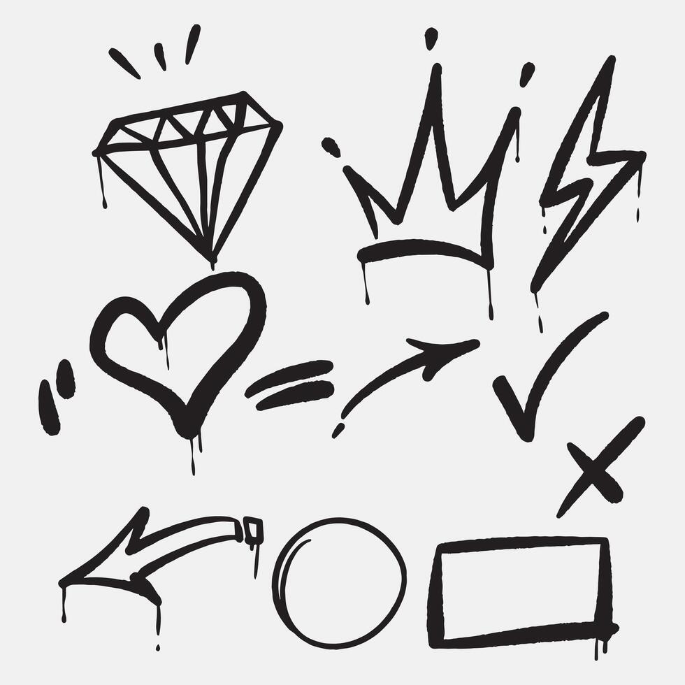 Set of graffiti spray paint element illustration vector