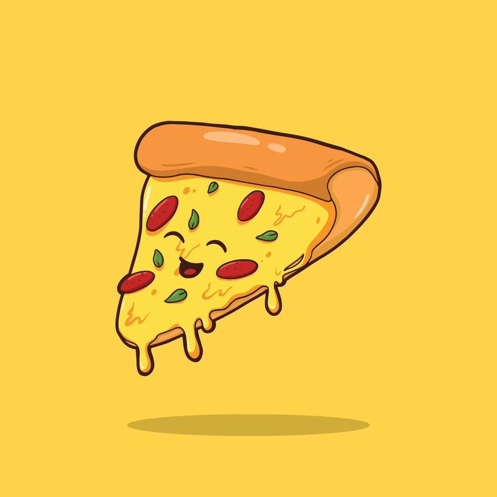 Cute pizza illustration isolated vector
