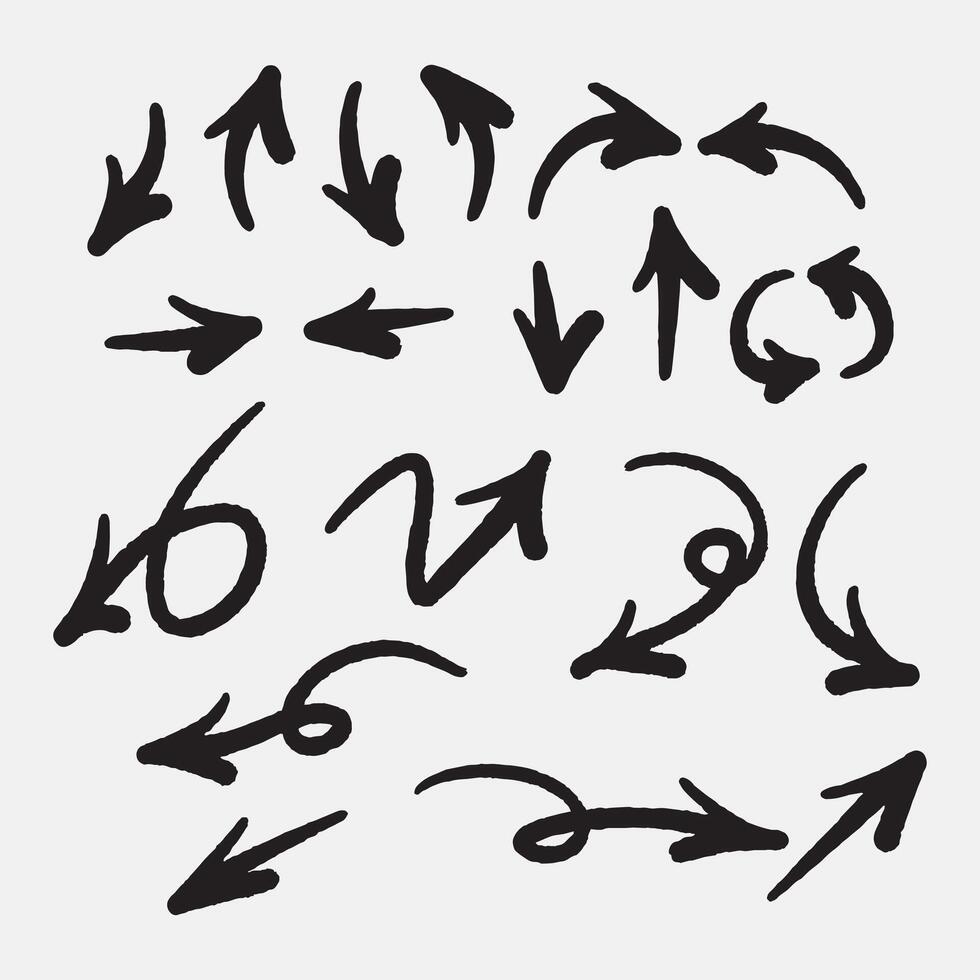 Set of Arrow sign hand drawn style illustration vector
