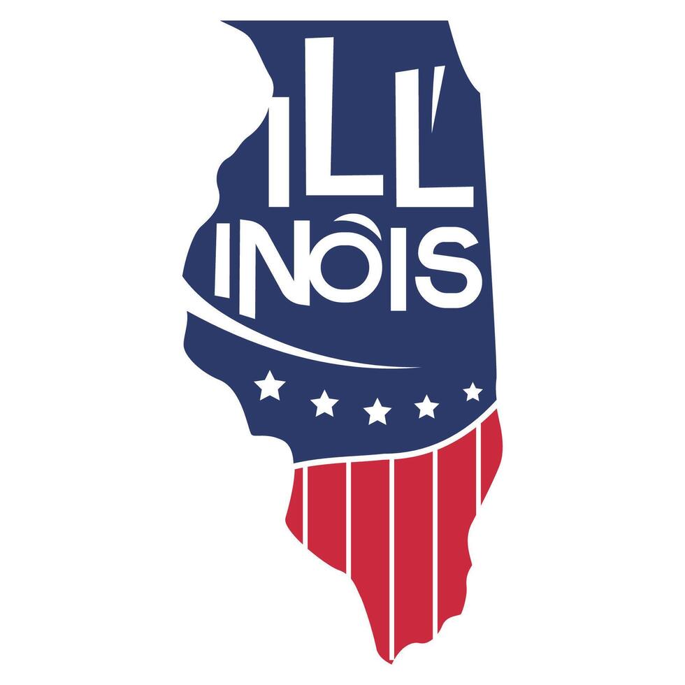 United States of America Map USA Illinois State with Cutting Paper and Graffiti Style vector
