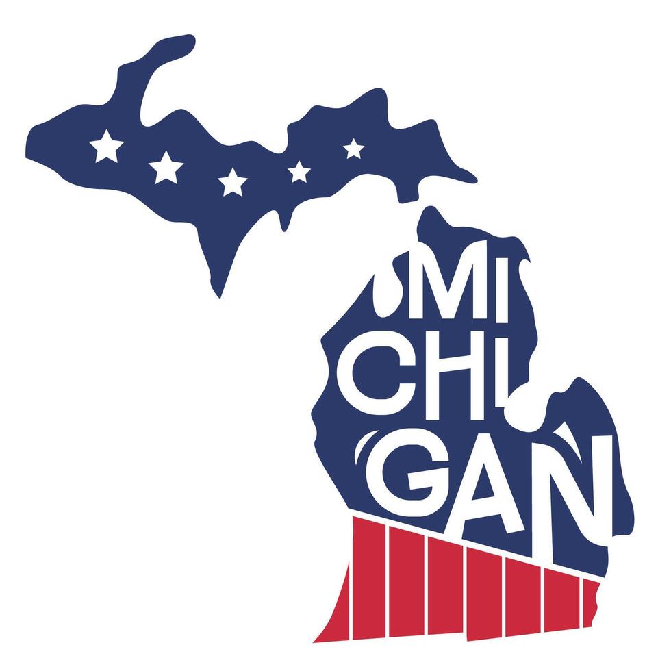 United States of America Map USA Michigan State with Cutting Paper and Graffiti Style vector