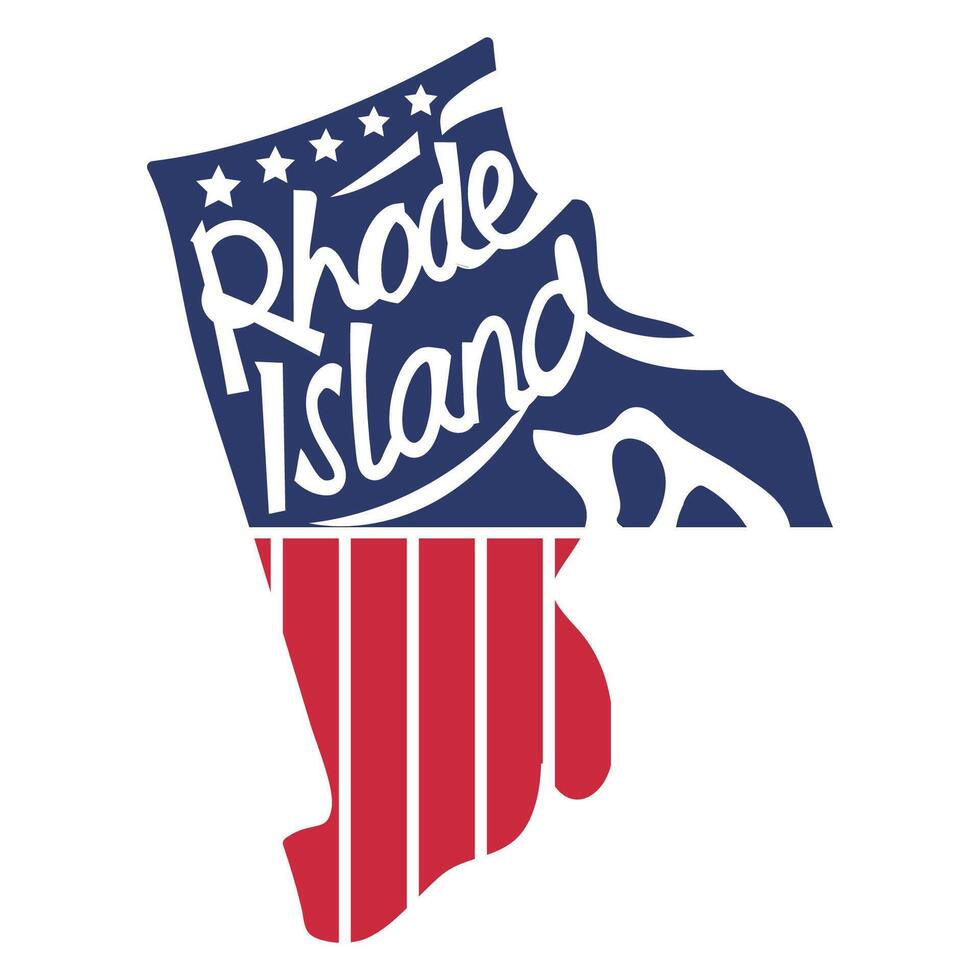 United States of America Map USA Rhode Island State with Cutting Paper and Graffiti Style vector