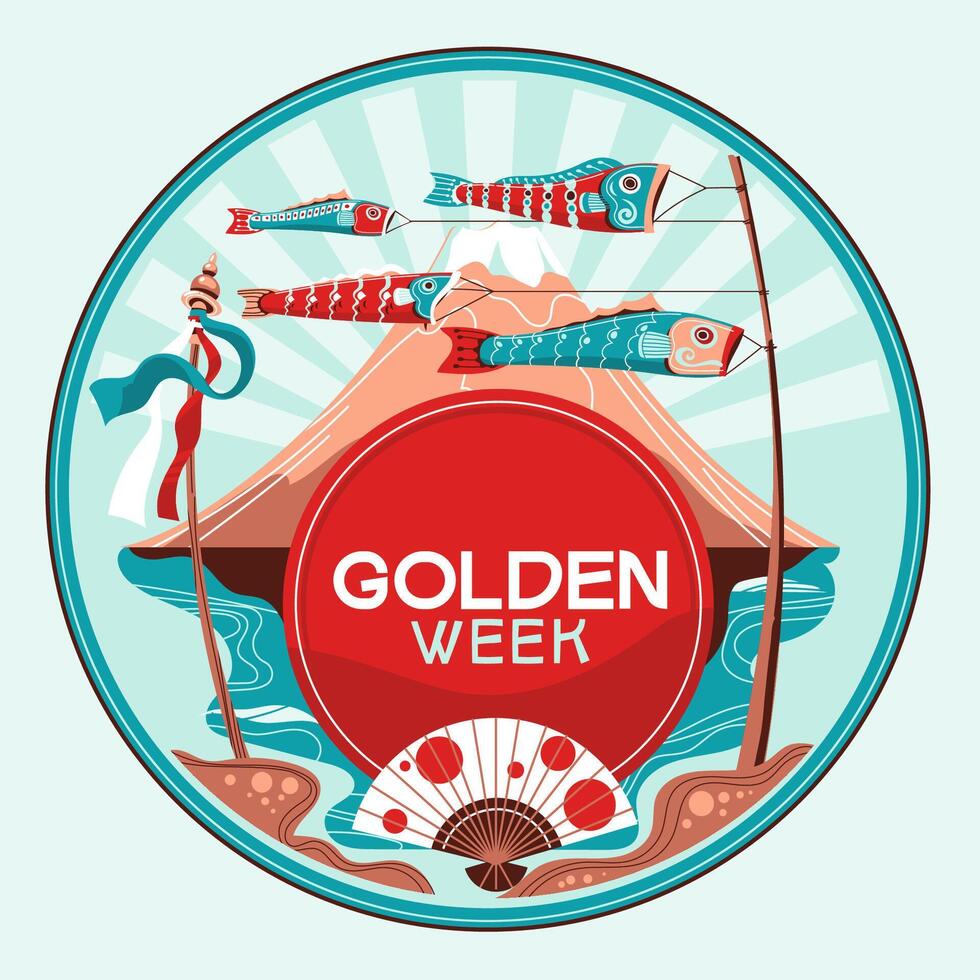 Japanese Golden Week holiday with koinobori carp streamers on sky background vector