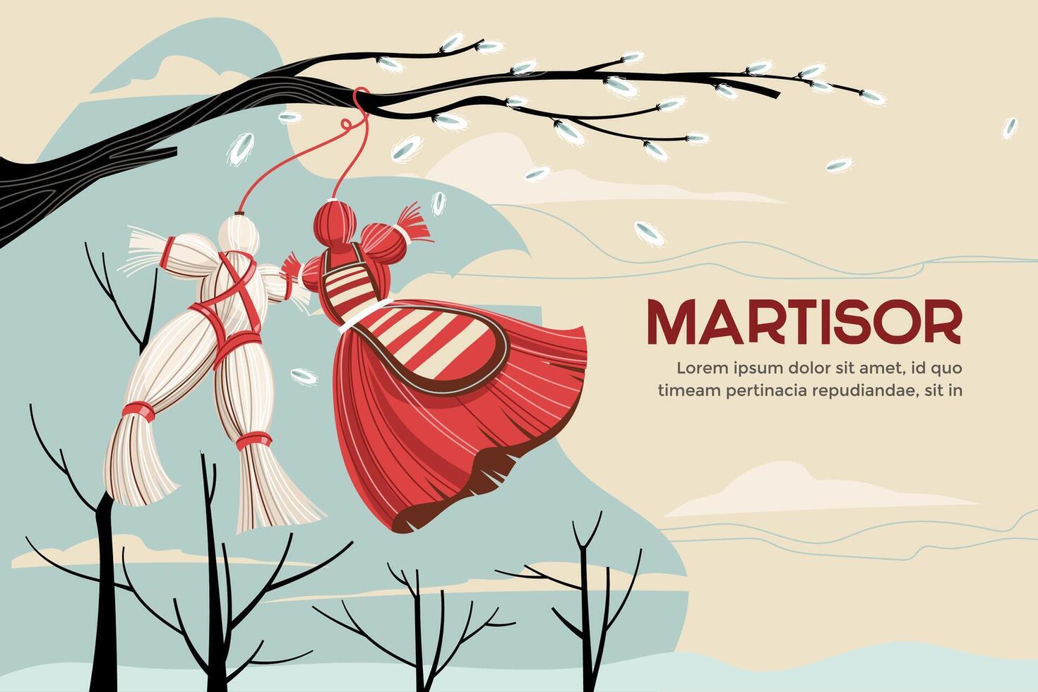 Martisor background mean Moldovan Romanian amd Bulgarian symbol for spring beginning vector
