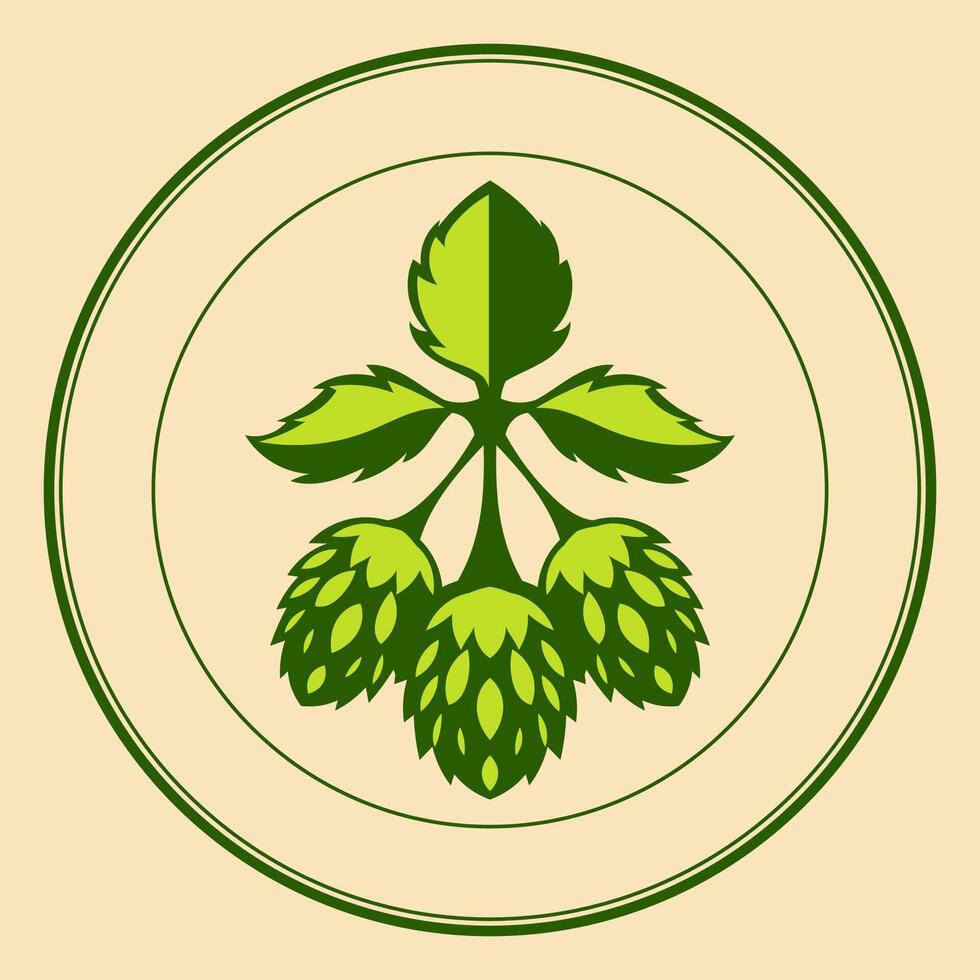 colorful stamp design hops plants for beer packaging and design element vector