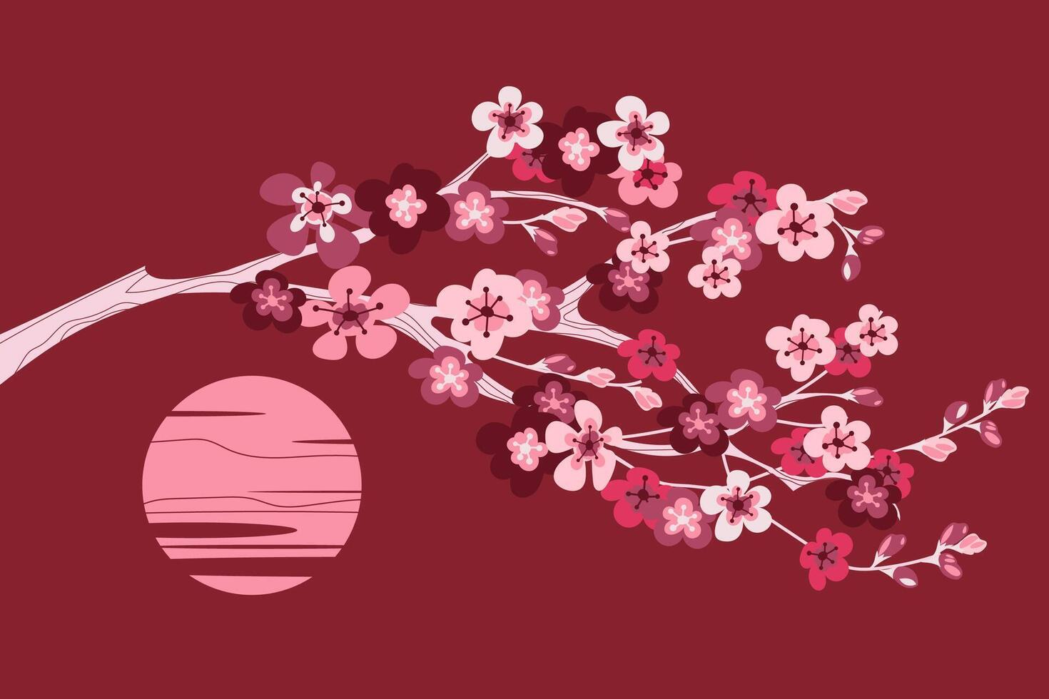 Horizontal branch of cherry blossoms vector