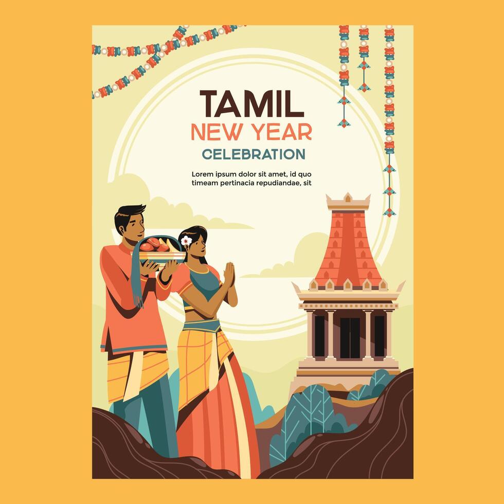 Couple Celebrating Tamil New Year A Joyous Tradition vector