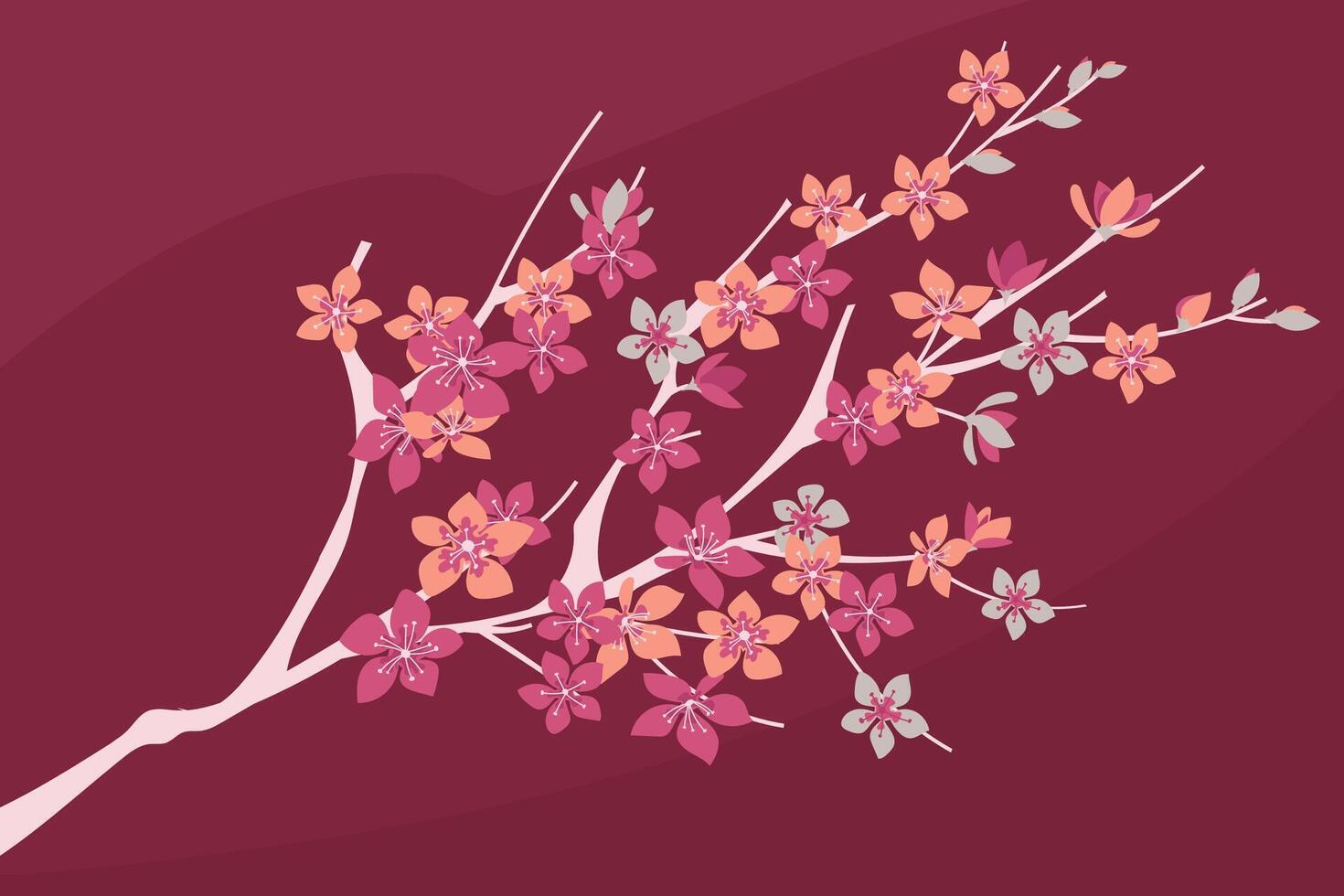 Arched frame of cherry blossoms and falling petals vector