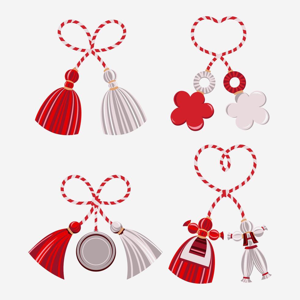 Martisor Illustration mean Moldovan Romanian amd Bulgarian symbol for spring beginning vector