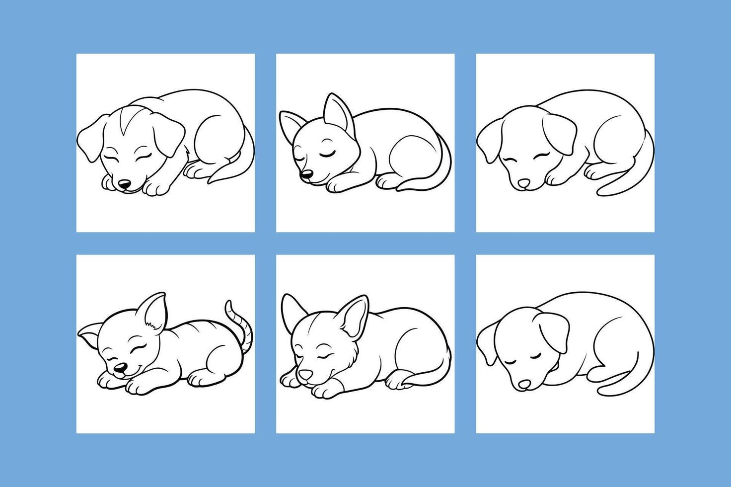sleeping puppy line art vector