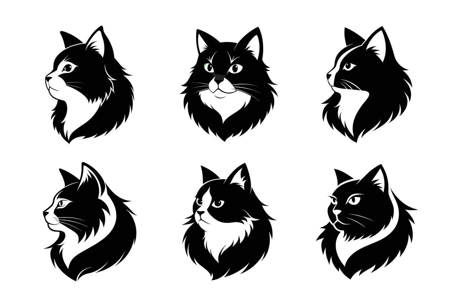 logo of persiana cat face, side view, silhouette vector