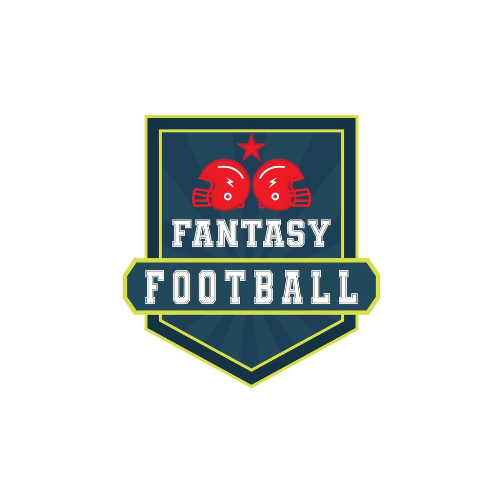 Fantasy Football Logo in shield and red helmet vector