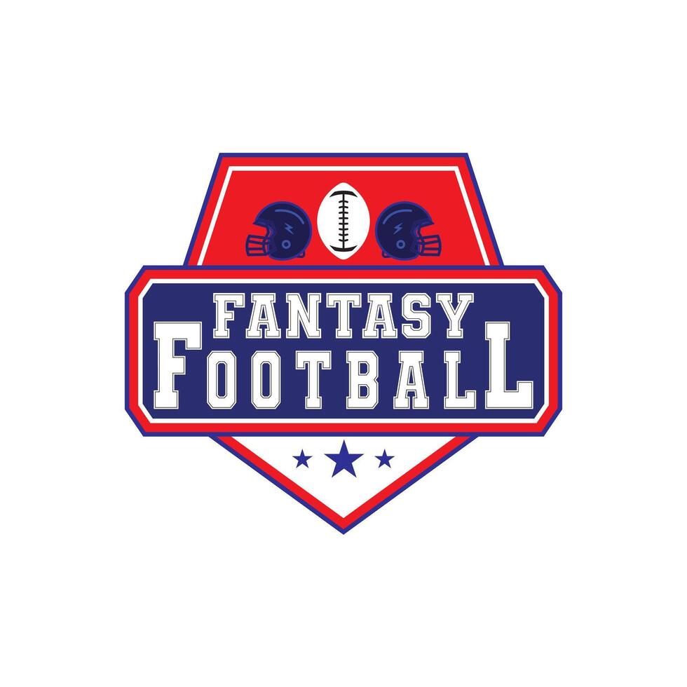 Fantasy Football Logo with blue helmet and white ball vector