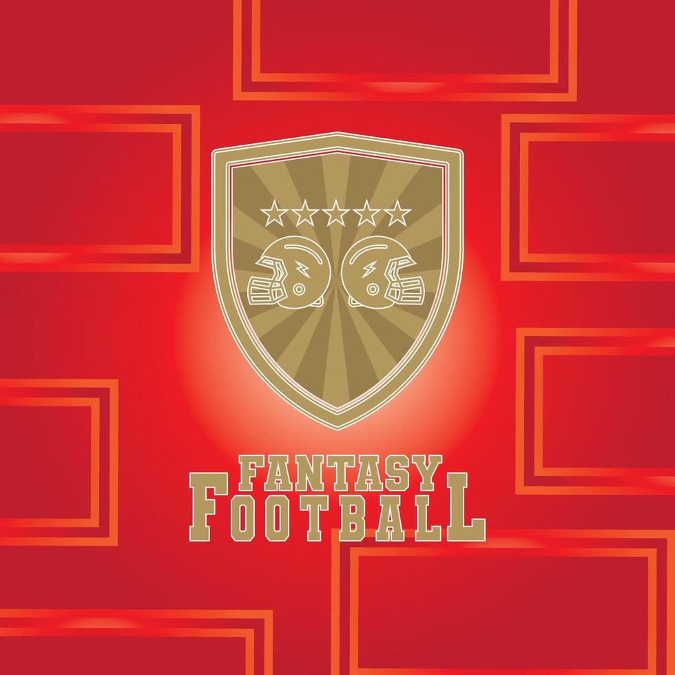 Fantasy Football Logo red and gold vector