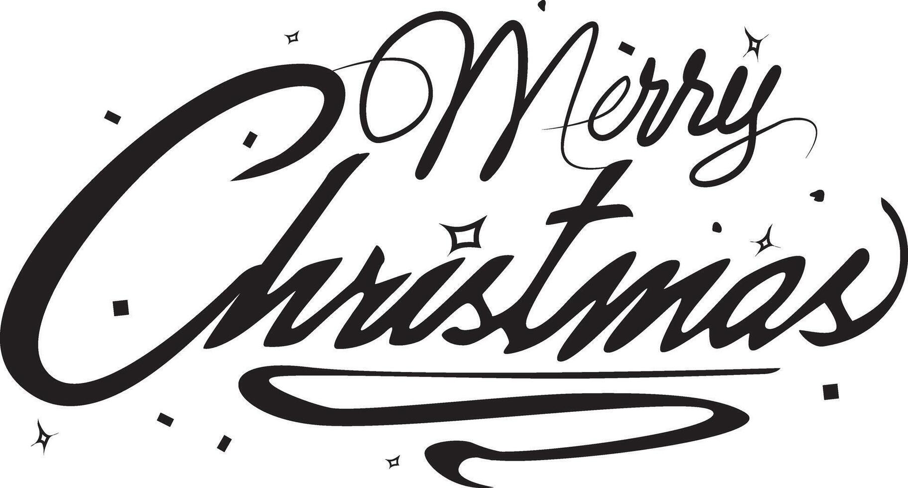 Merry christmas lettering design with black and white vector
