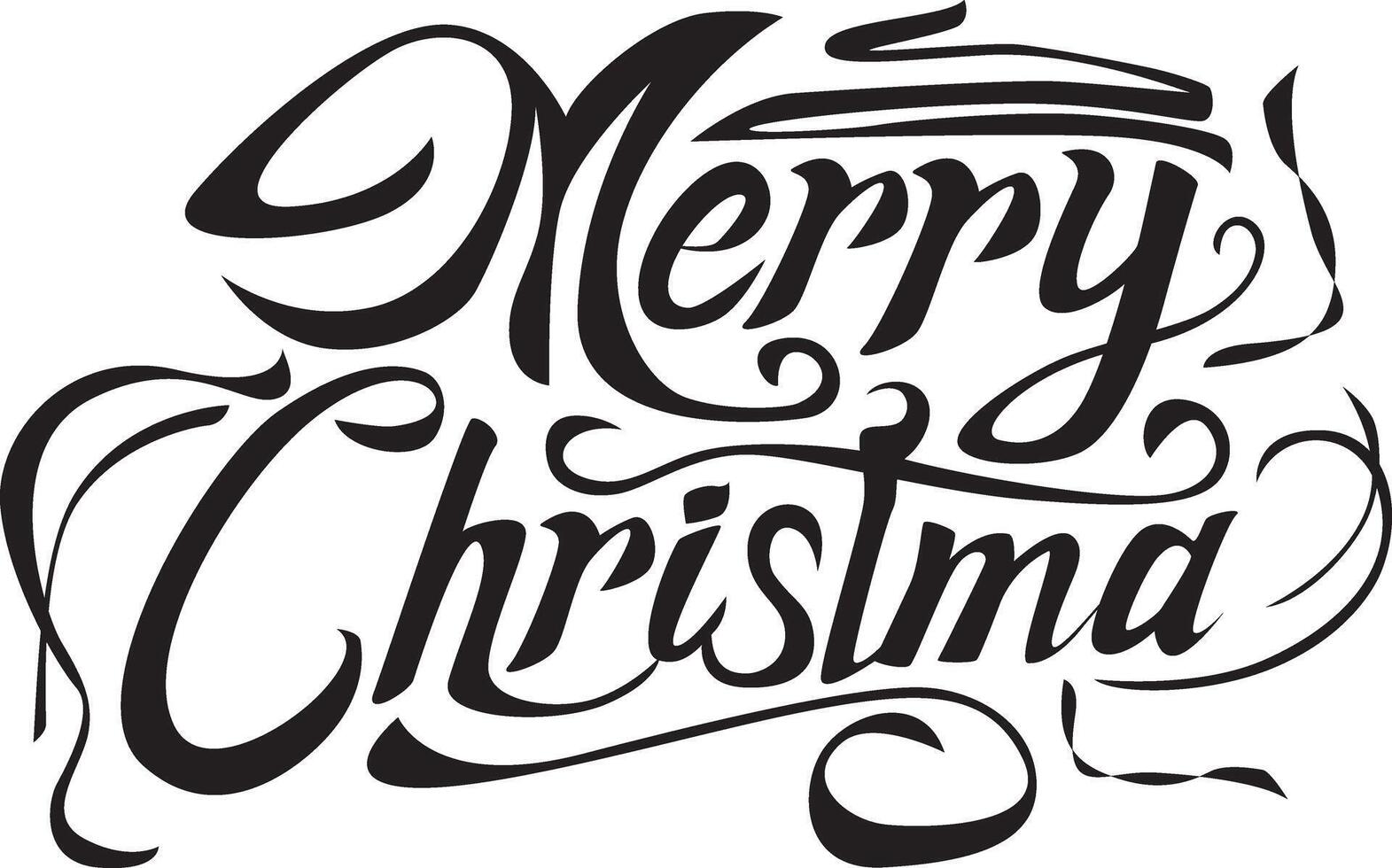Merry Christmas text, lettering, typography combined with line decoration vector