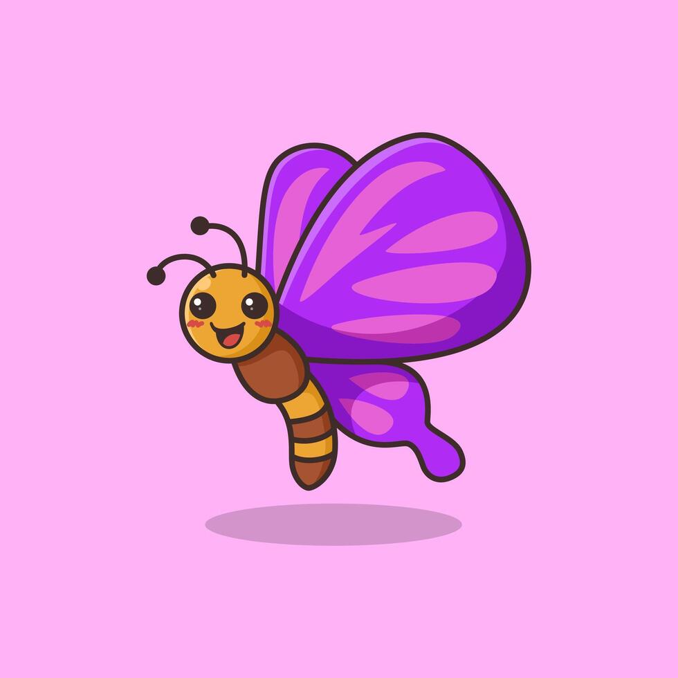 Cute Butterfly Cartoon Illustration vector
